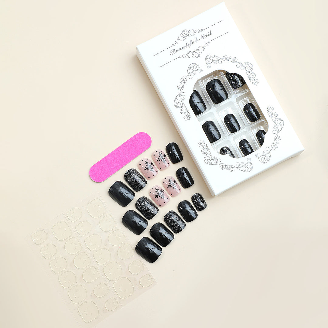Stilvolles Press-On Nagelkunst-Set mit dekorativem Glitzer und floralen Designs Karnz