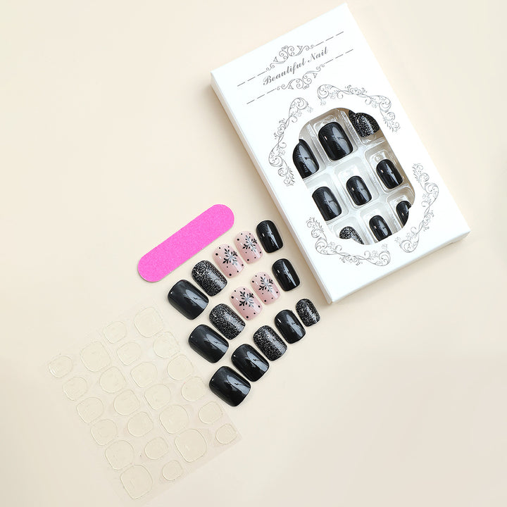 Stilvolles Press-On Nagelkunst-Set mit dekorativem Glitzer und floralen Designs Karnz