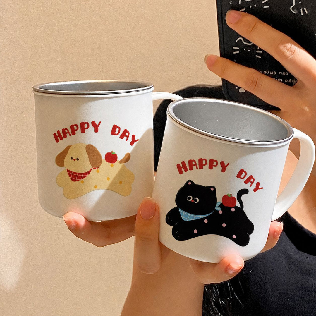 Keramiktasse mit Verspieltem Katzenmotiv und Fröhlichem Schriftzug Karnz