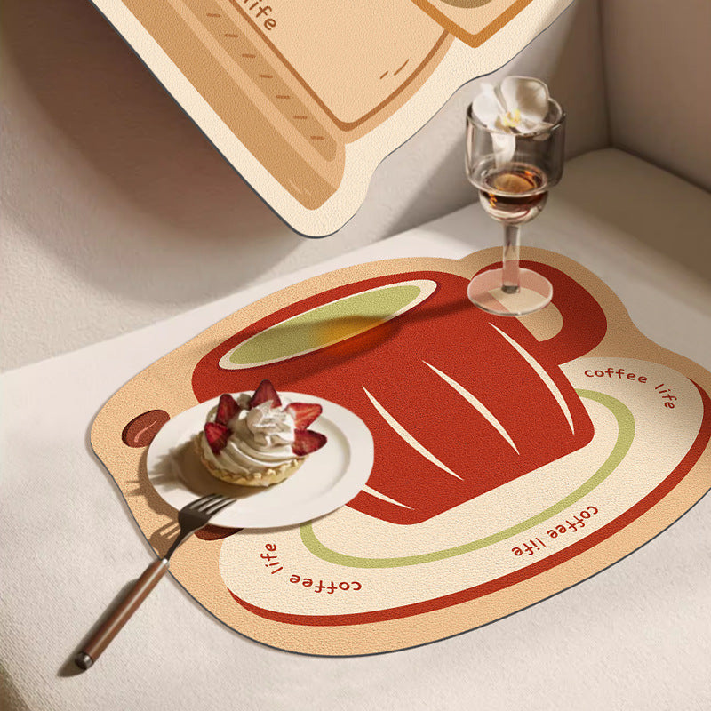 Decorative Heat-Resistant Coffee-Themed Countertop Silicone Mat with Non-Slip Backing
