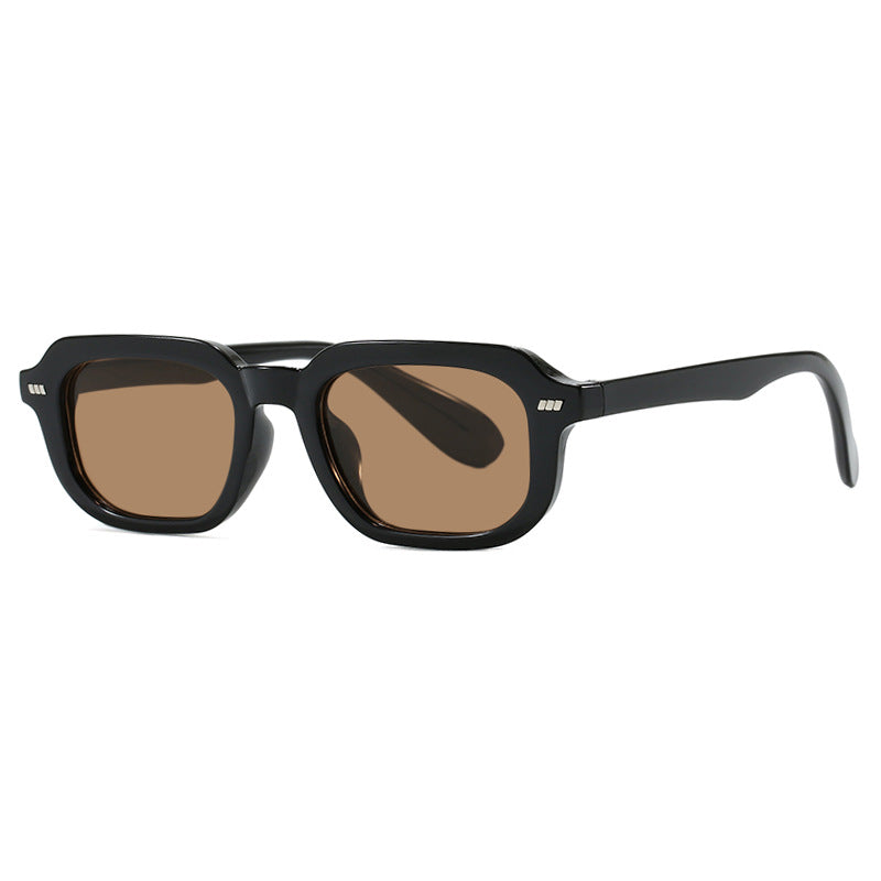 Damen quadratische Sonnenbrille mit hochglänzendem transparentem Rahmen und polarisierenden Gläsern Karnz