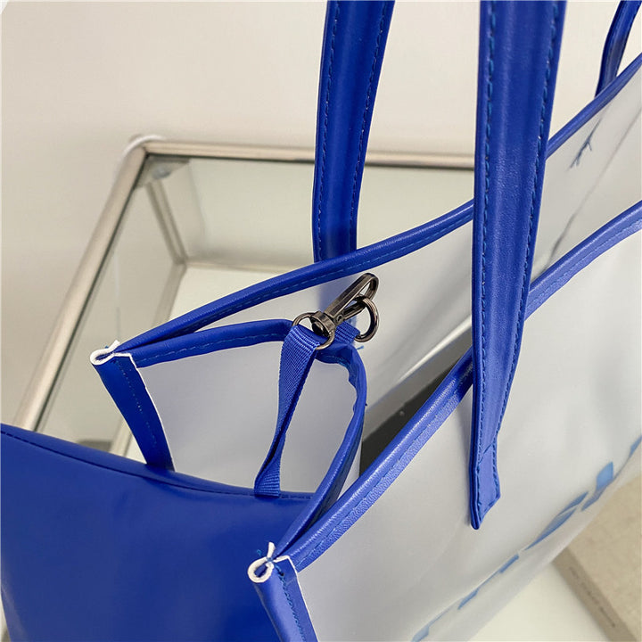 Moderne transparente Tragetasche mit Tasche