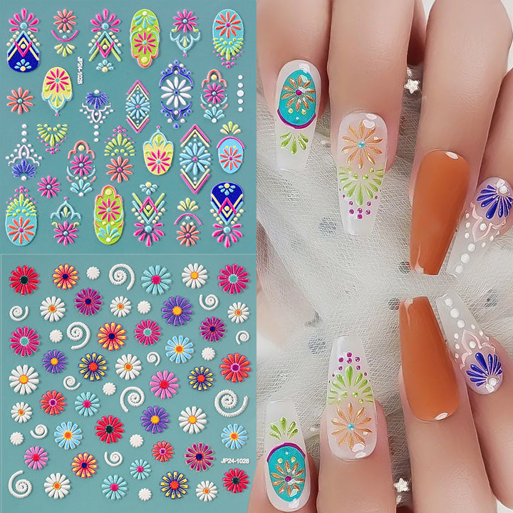Dekorative Blumen Nagelkunst Aufkleber