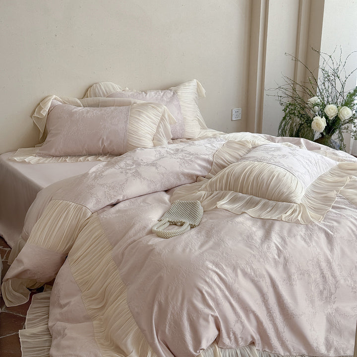 Rüsch Satin-Trim Jacquard Bettwäsche Set