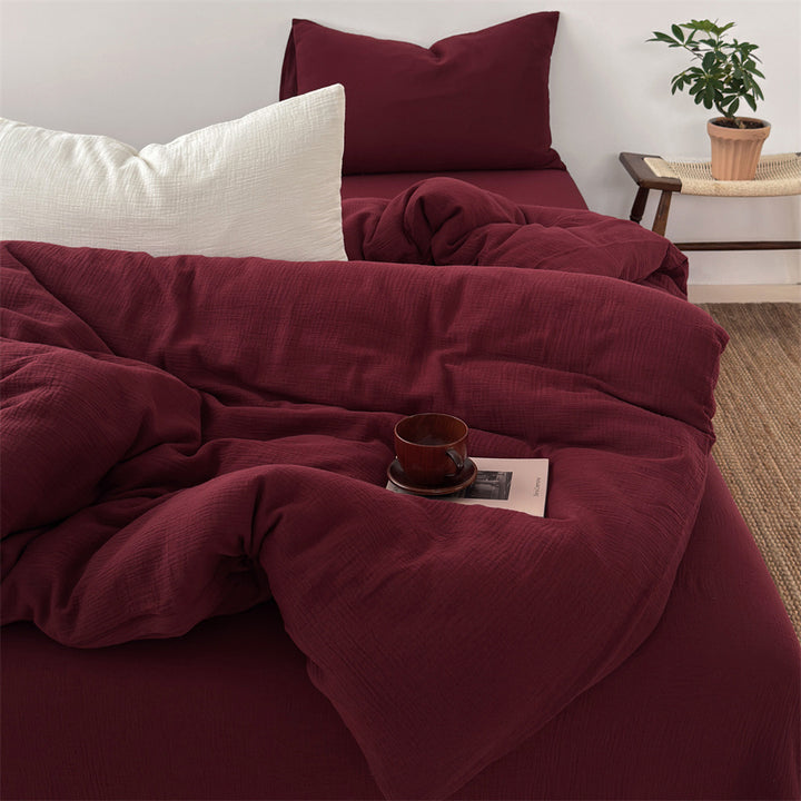 Leichtes Baumwoll-Musselin-Bettwäsche-Set mit strukturierter Gaze-Optik