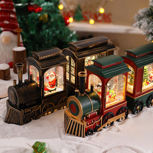 Nostalgische Weihnachtszug-Laterne mit beweglichem Weihnachtsmann Karnz