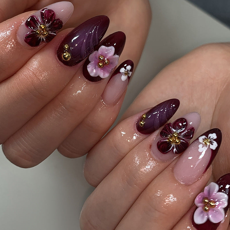 Blumenverzierte Press-On Nagelset Karnz 1788496103