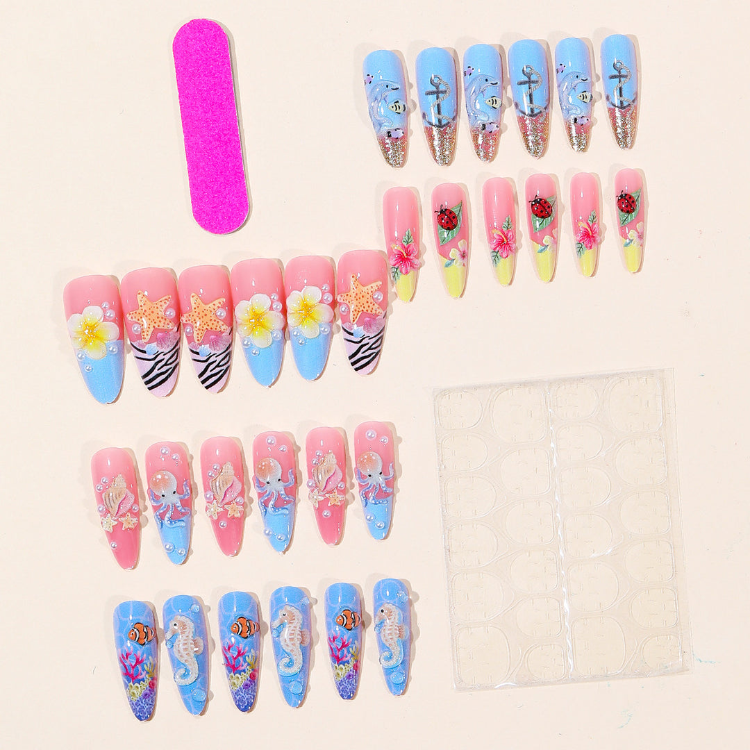 Ocean-Inspirierte 3D-Nagelkunst-Set Karnz