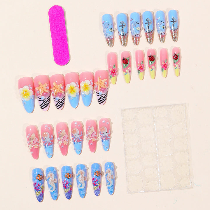 Ocean-Inspirierte 3D-Nagelkunst-Set Karnz