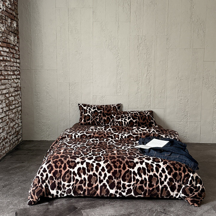 Luxuriöses Samt-Bettwäsche-Set mit Leopardenmuster