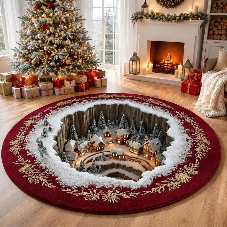 Gemütlicher weihnachtlicher runder Teppich