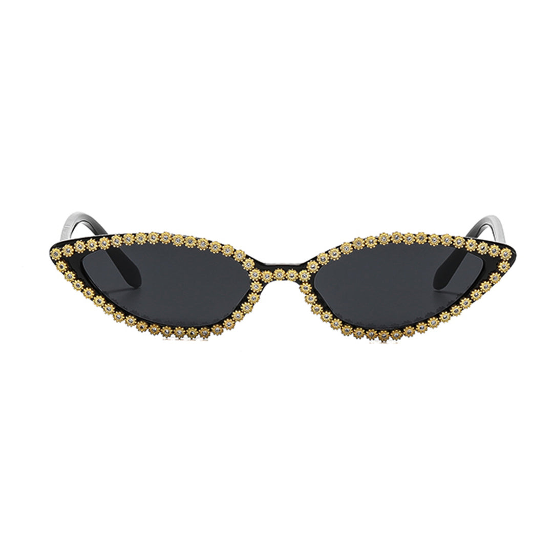 Damen Cat-Eye Sonnenbrille mit funkelndem Blütenbesatz Karnz
