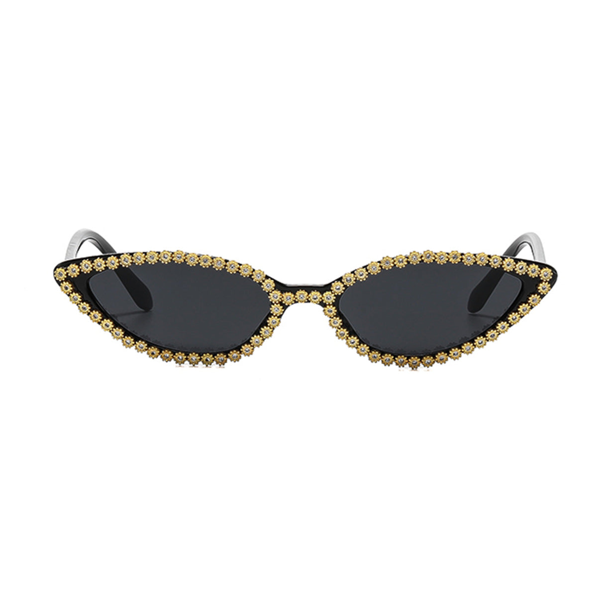 Damen Cat-Eye Sonnenbrille mit funkelndem Blütenbesatz Karnz
