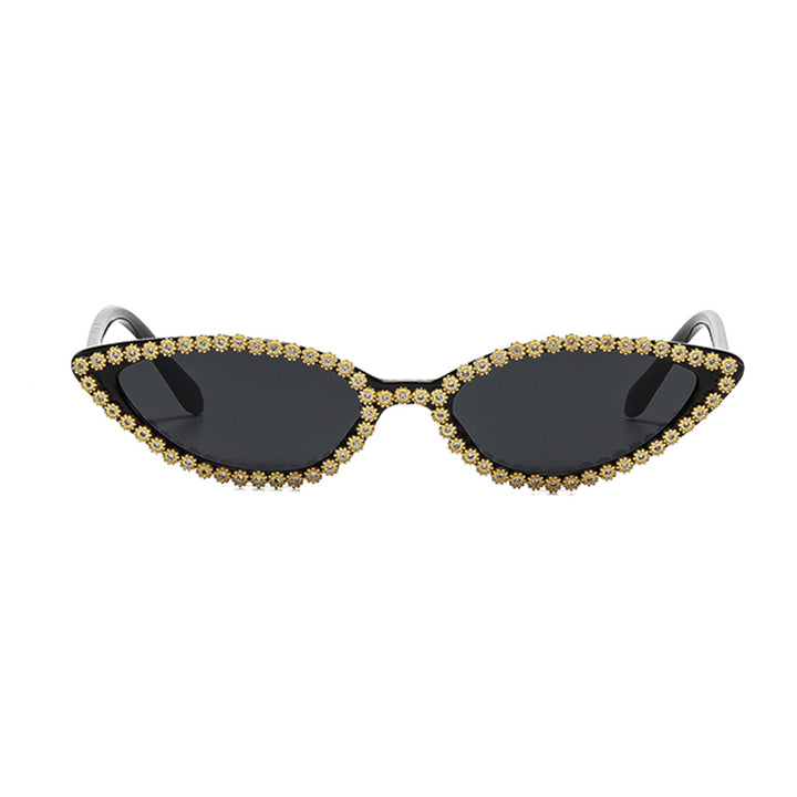 Damen Cat-Eye Sonnenbrille mit funkelndem Blütenbesatz Karnz