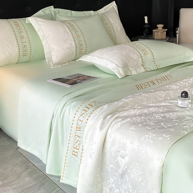 Satin Blumenmuster Bettwäsche Set