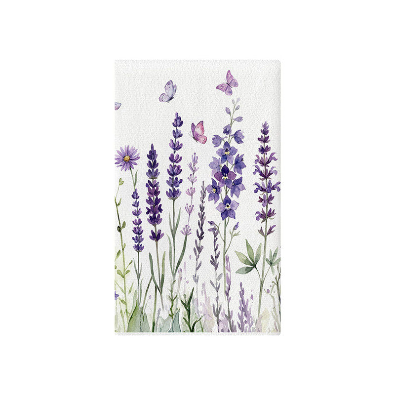 Dekorativer Baumwoll-Leinen Küchentuch mit Aquarell-Wildblumen- und Kolibri-Druck