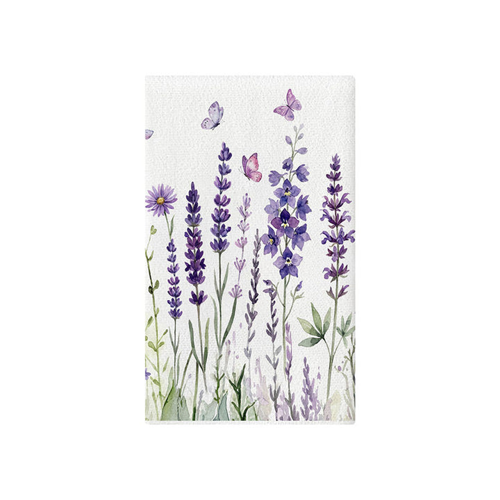 Dekorativer Baumwoll-Leinen Küchentuch mit Aquarell-Wildblumen- und Kolibri-Druck