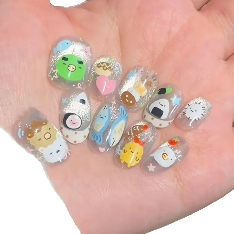 Verspielte Cartoon-Themen Press-On Nagelkunst Karnz