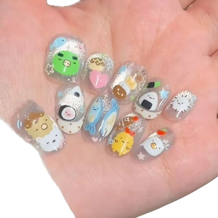 Verspielte Cartoon-Themen Press-On Nagelkunst Karnz