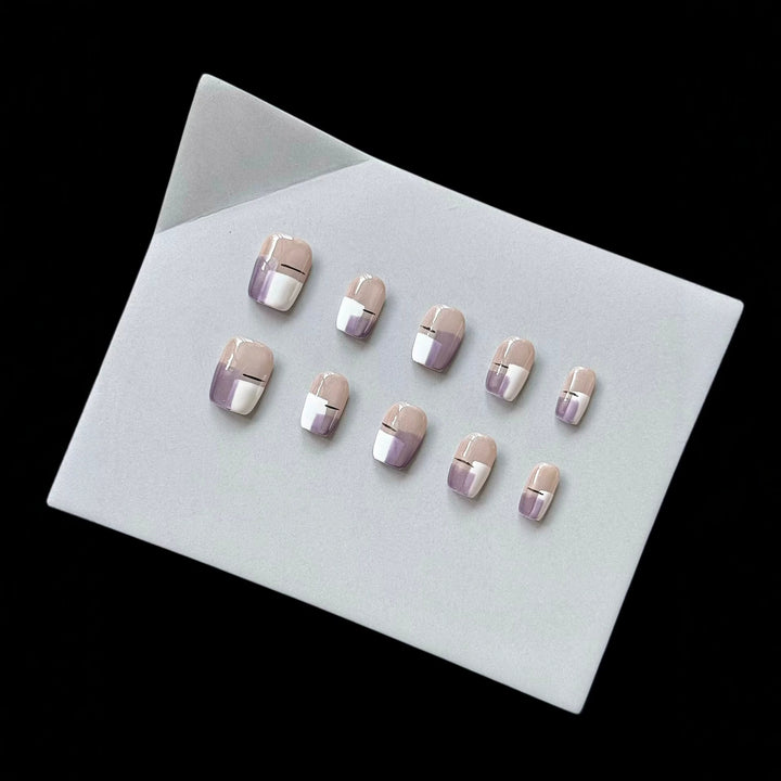 Premium Press-On Nail Set mit modernem geometrischem Design