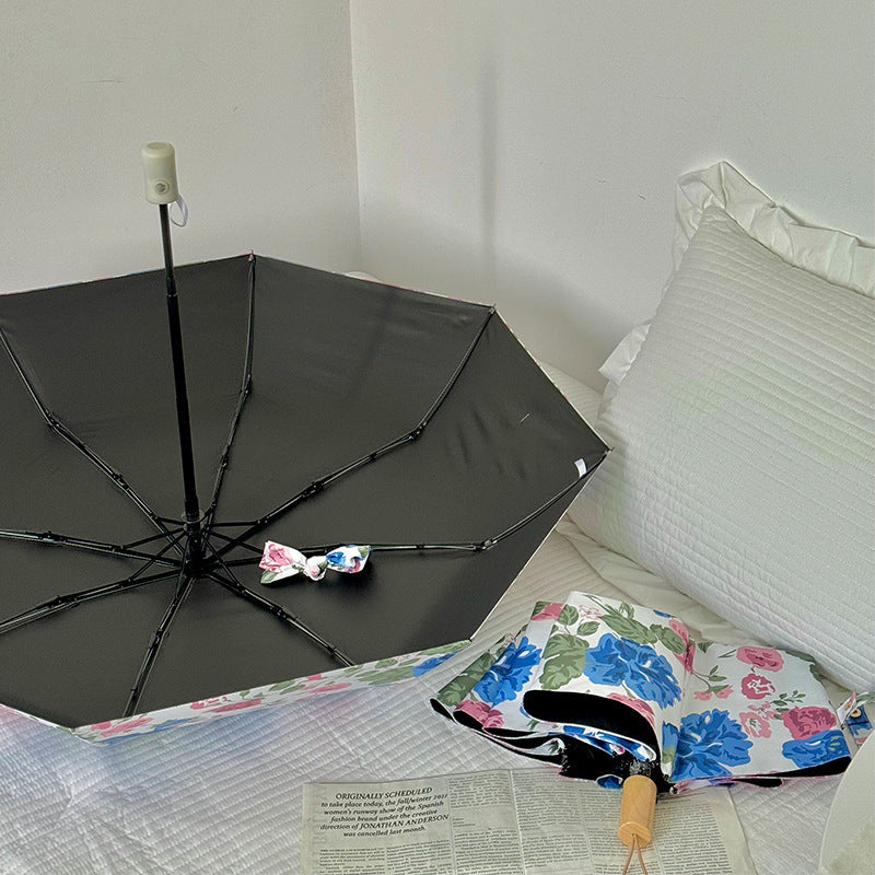 Damen Faltregenschirm mit hochwertigem Blumendesign Karnz