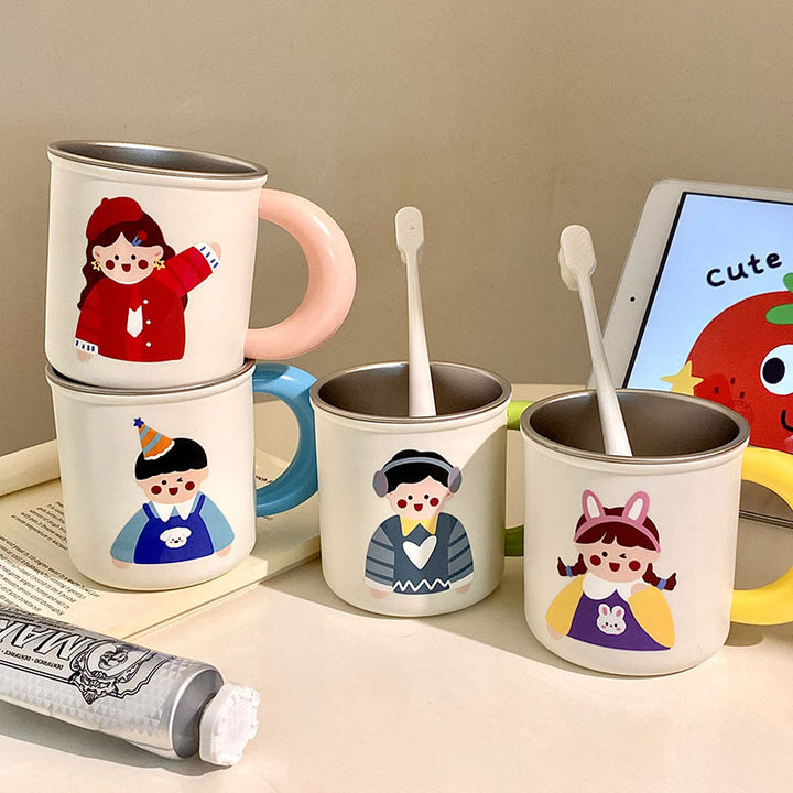 Edelstahl Kaffeebecher mit Fröhlichem Kindermotiv Karnz