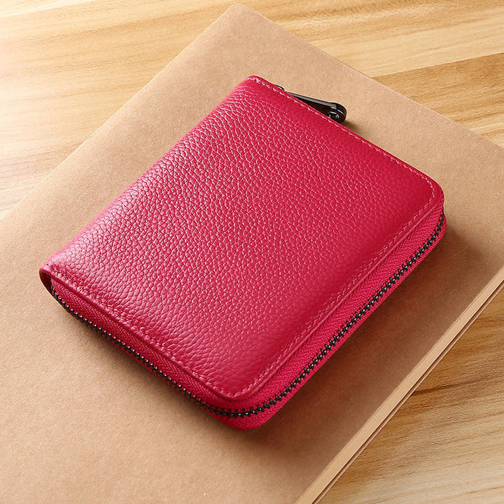 Kompakte Echtes Leder Reißverschluss Geldbörse