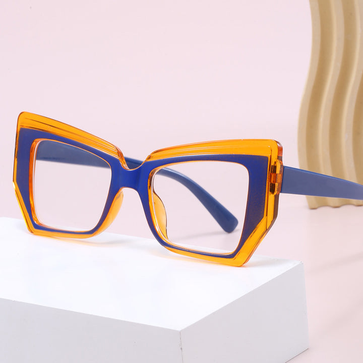 Damen Modische Brille mit auffälligem, geometrischem Rahmen Karnz