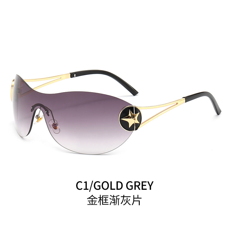 Damen Modische Sonnenbrille mit transparentem Design und stilvollen Akzenten Karnz