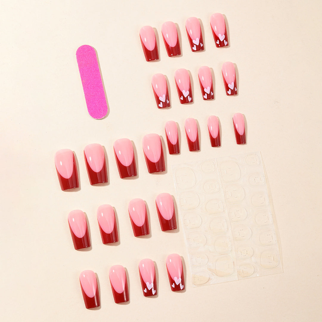 Herz-Muster Acryl Nagelkunst Extensions Karnz