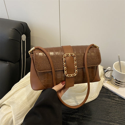 Krokodilmusterte Kettenriemen-Handtasche Karnz