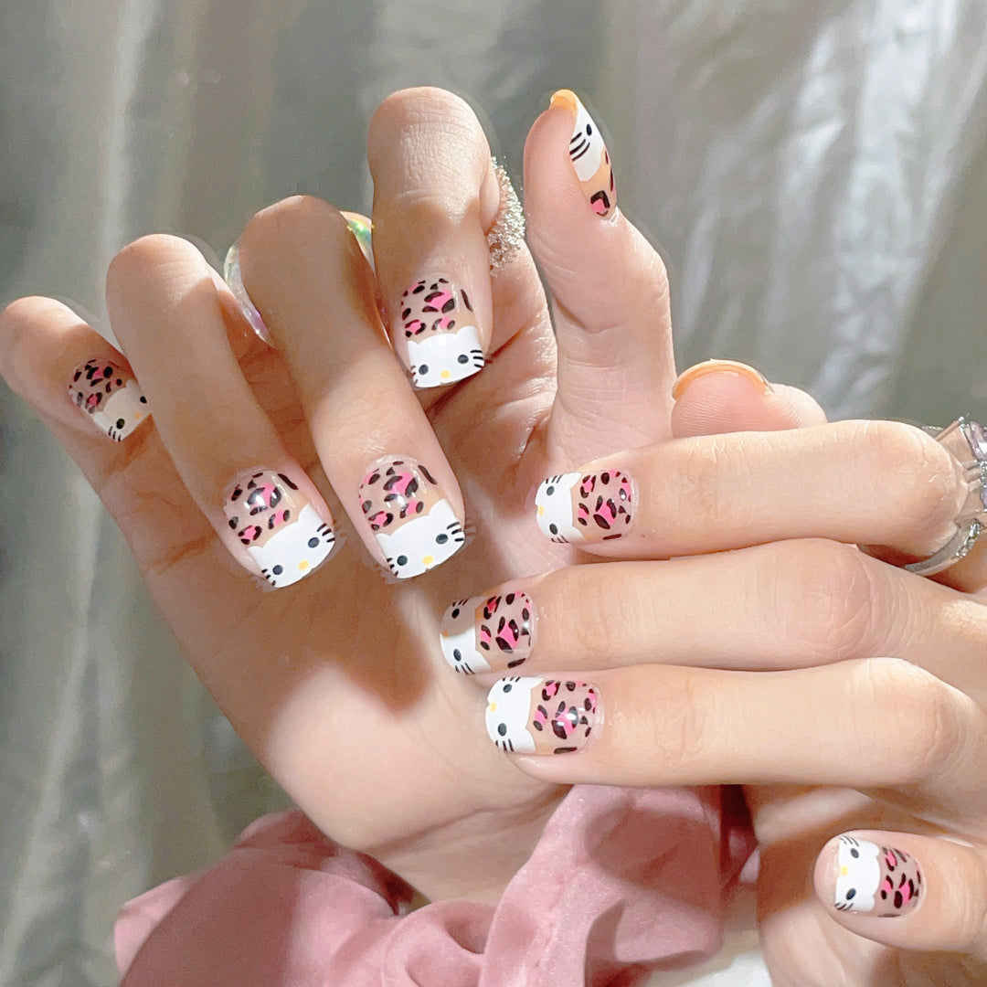 Lustiges katzenmotiviertes Press-On-Nagelset
