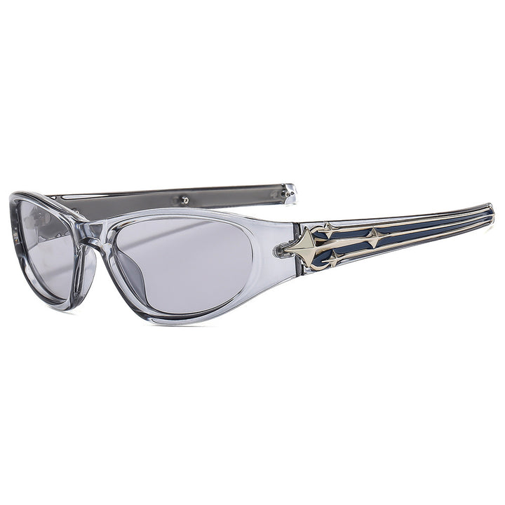 Modebewusste Shield-Sonnenbrille mit dekorativem Rahmendesign Karnz