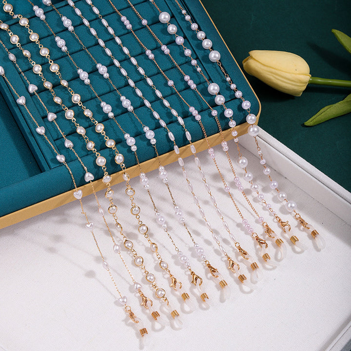 Elegante Perlenkette Brillenband Karnz