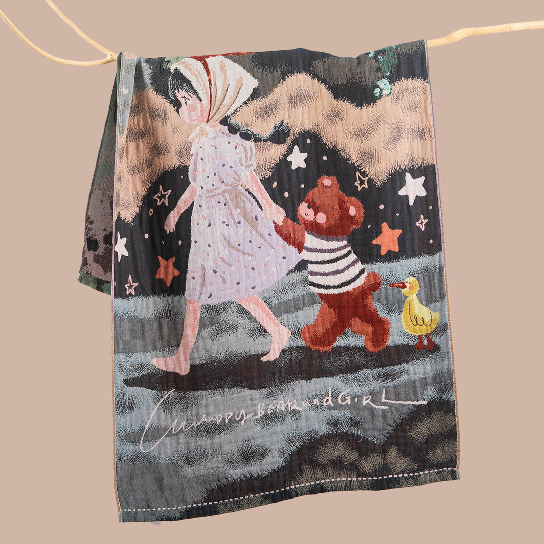 Women's throw blanket with enchanting landscape motif Karnz