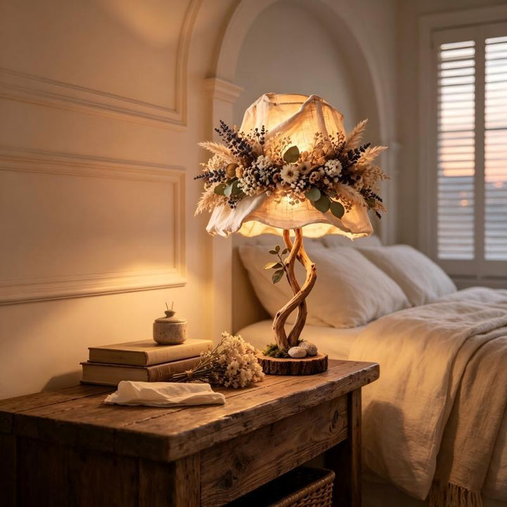 Dekorative Tischlampe mit floralen Elementen Karnz