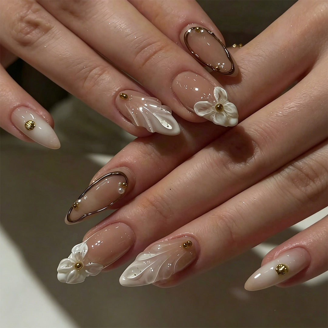 Floral Elegance Press-On Nagel Tipps Karnz