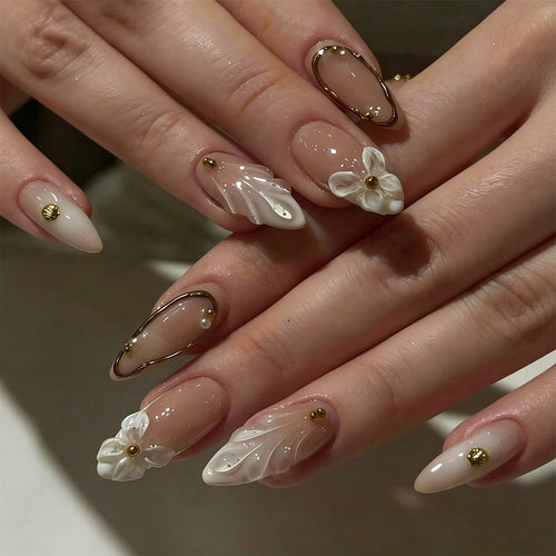 Floral Elegance Press-On Nagel Tipps Karnz