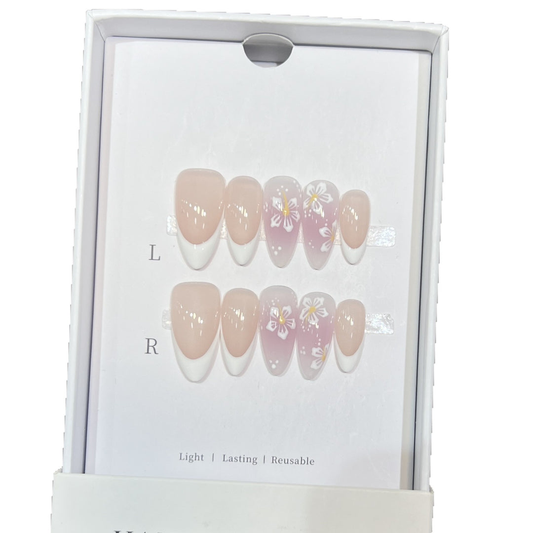 Floral-Design Wiederverwendbares Press-On-Nagelset Karnz