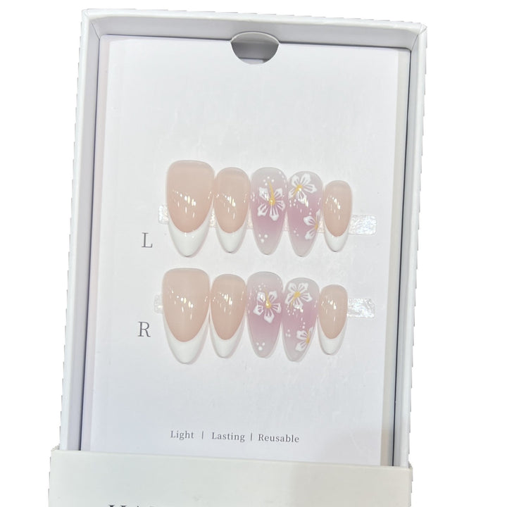 Floral-Design Wiederverwendbares Press-On-Nagelset Karnz