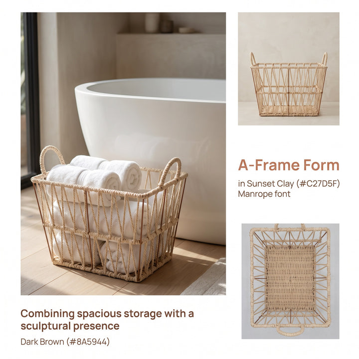 Eleganter Badezimmer Aufbewahrungskorb aus Naturmaterial Karnz