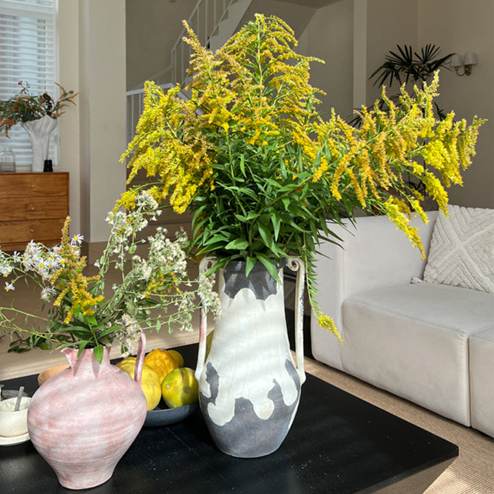 Künstlerische weiße und schwarze dekorative Keramikvase