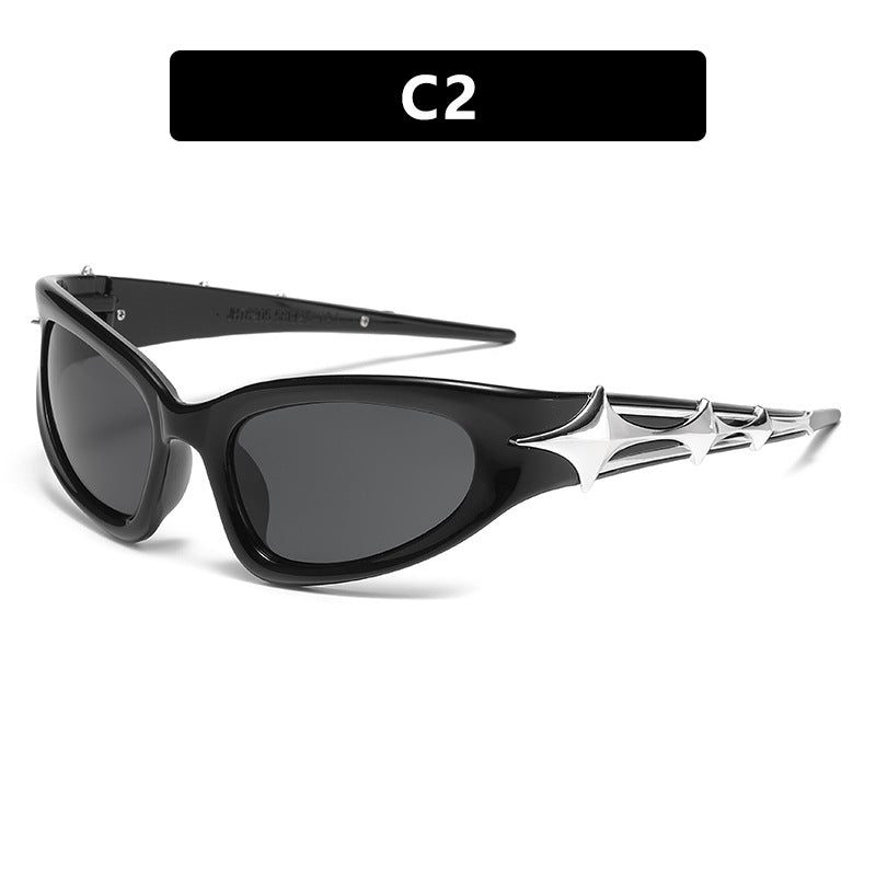 Damen futuristische Sonnenbrille mit einzigartigem Sternedesign Karnz