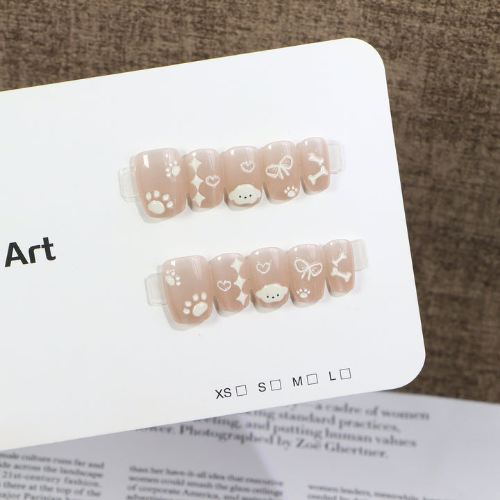 Dekorativer Press-On Nagel Kunst Set mit niedlichen Haustier-Themen Designs Karnz