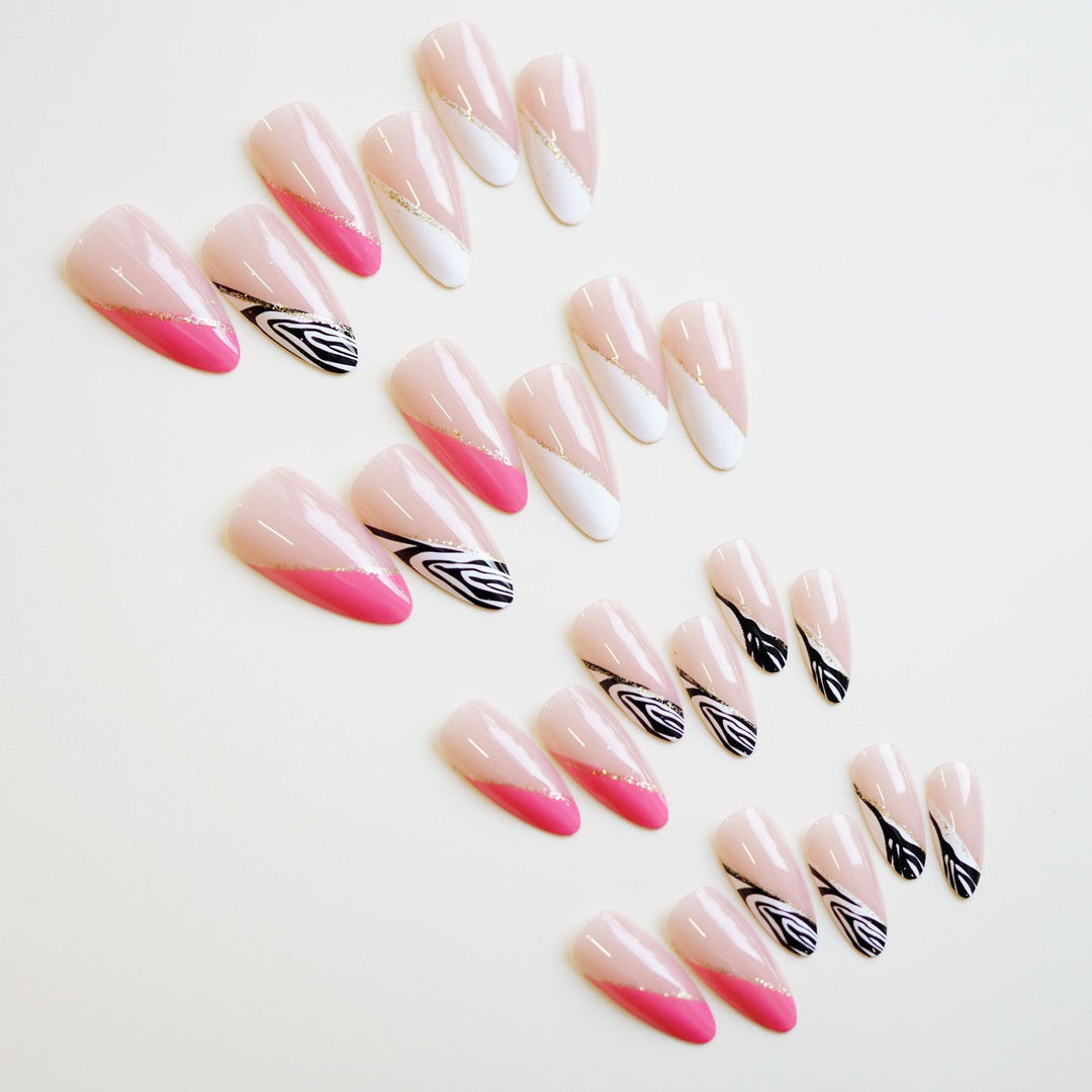Künstlerisches French Tip Press-On Nails Kit