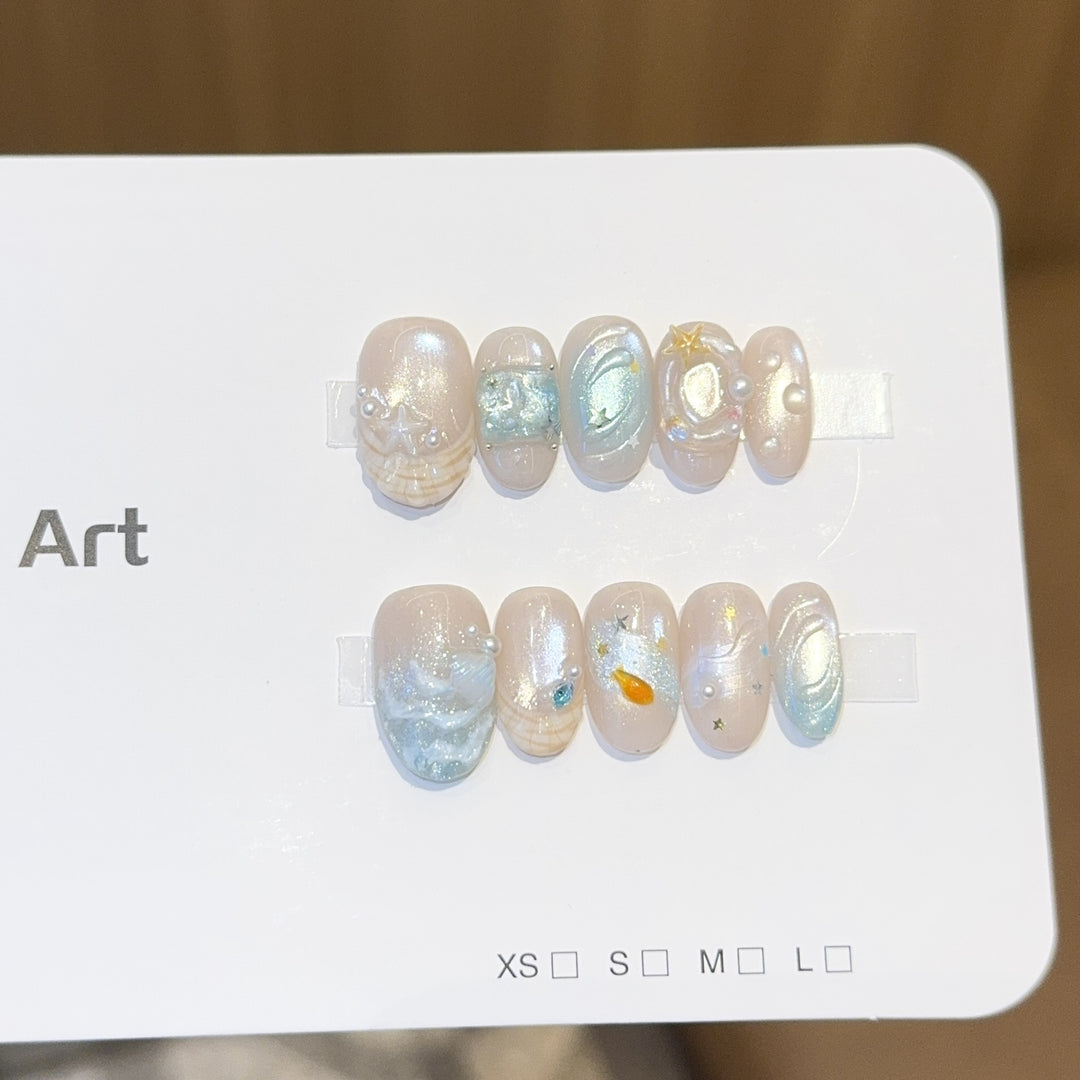 Kunstnagel Set mit Maritimem Design Karnz