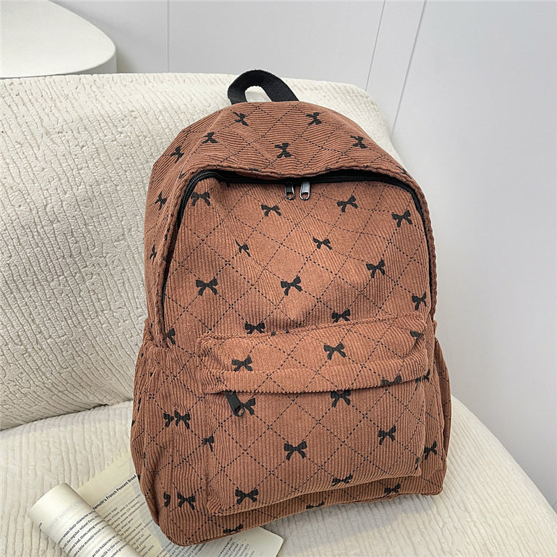 Lässiger Kord-Backpack mit Schleifenverzierung