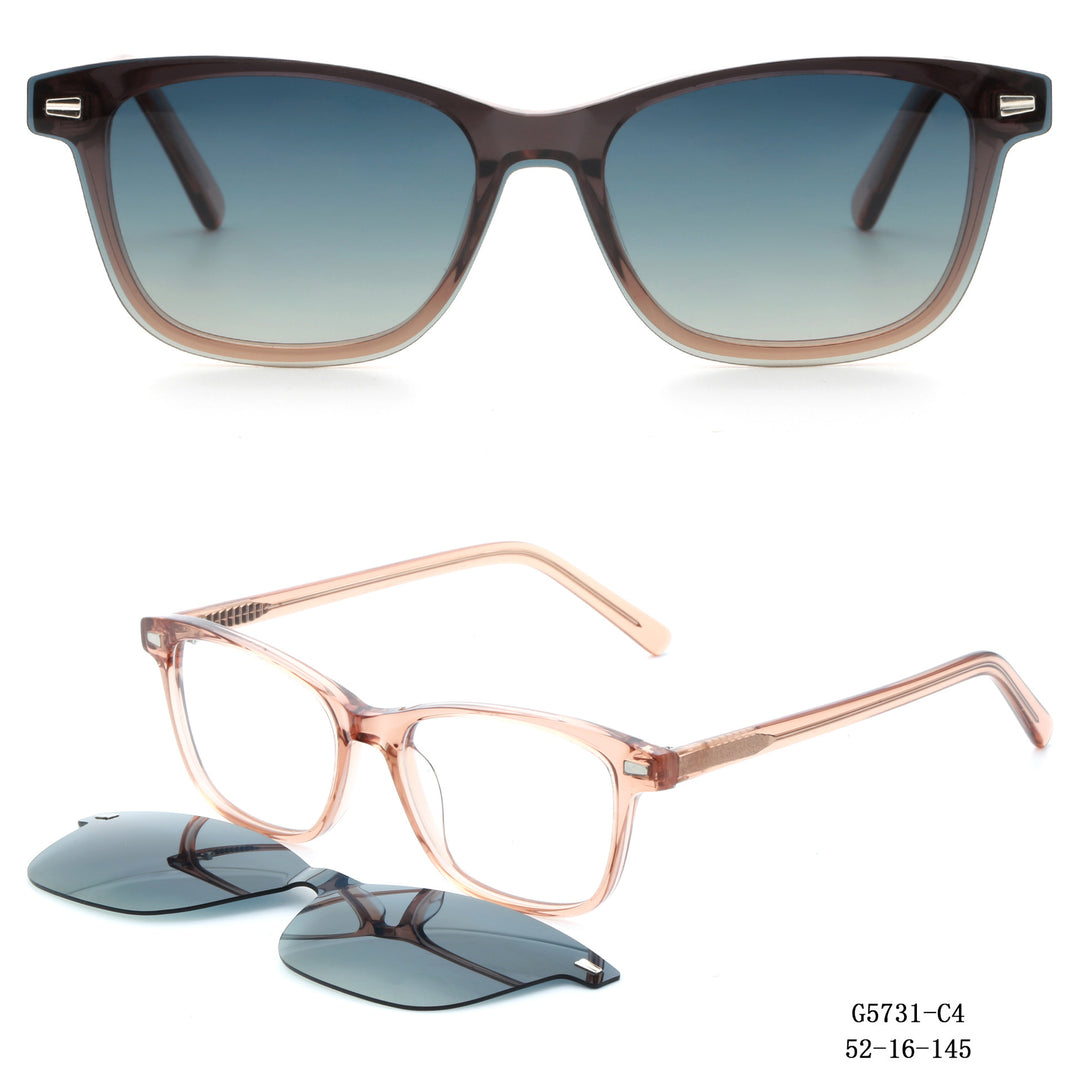Damen modische Quadratische Sonnenbrille mit abnehmbaren Gläsern Karnz