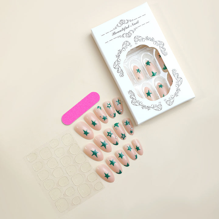 Dekoratives Press-On Nagelkunstset mit Sternmustern Karnz