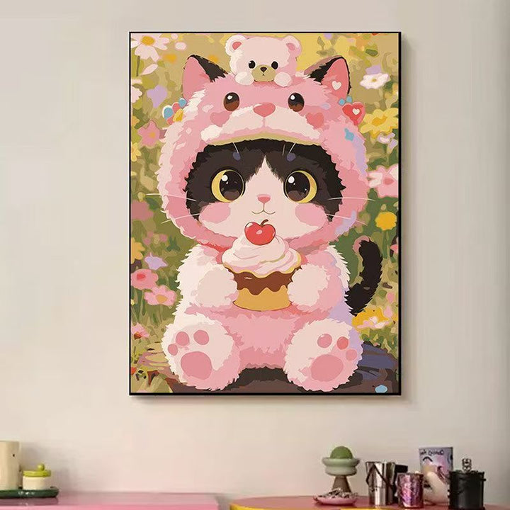 Verspielte katzenmotivierte Illustrationswandkunst Karnz